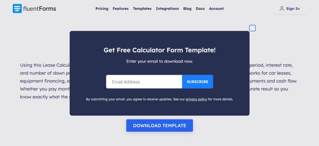 Simple Opt-In Form fluent forms
